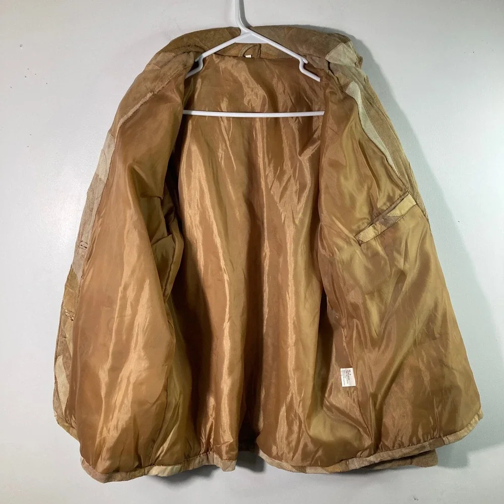 Womens Suede Patchwork Leather Jacket Tan‎ Brown 2X Leather Polyester